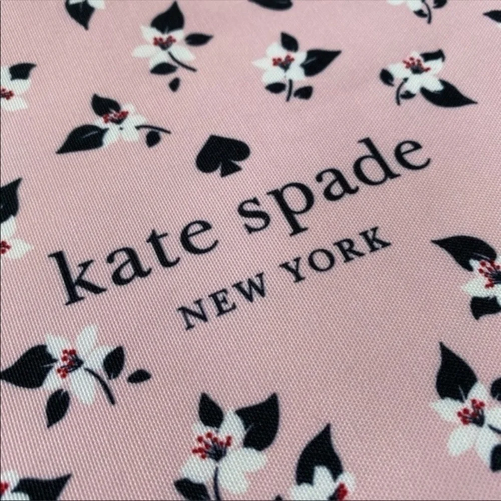 Kate Spade New York Floral Canvas Zip Pouch With Leather Pull NWT